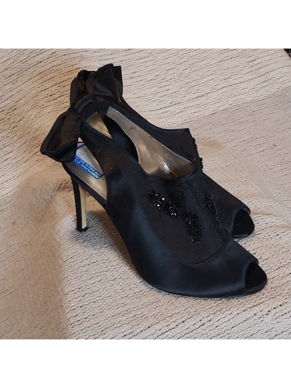 BCBGeneration Courtney Slingback Satin Heels with Bow and Embellishments